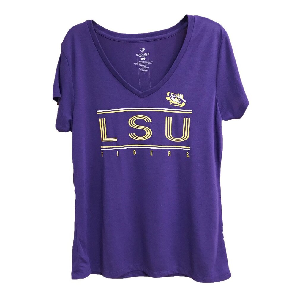 Colosseum / LSU Tigers Graphic T-Shirt / V-Neck / Short Sleeve / Purple / XLarge